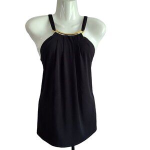 MICHAEL KORS GOLD BAR SLEEVELESS TOP SZ L